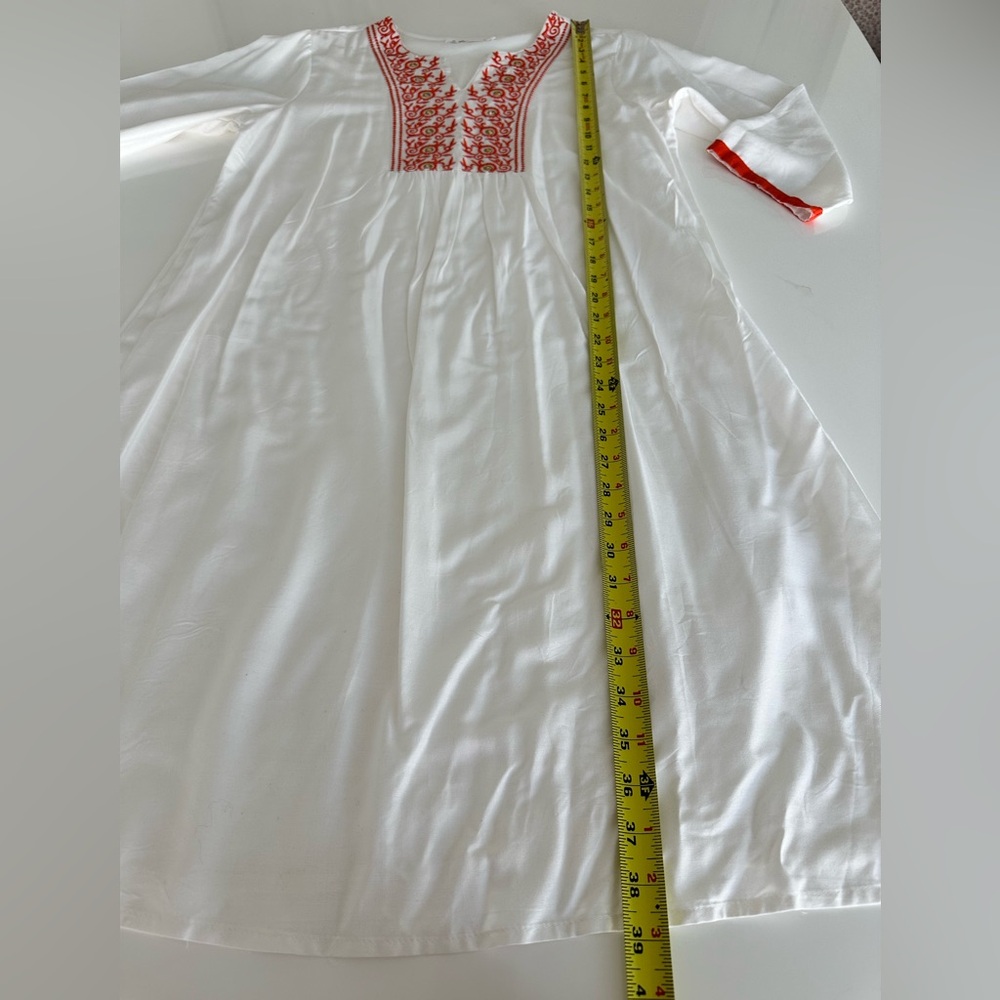 Embroidered White and orange Dress